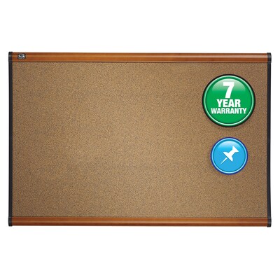 Quartet Prestige Cork Bulletin Board, Cherry Frame, 3H x 4W (B244LC)