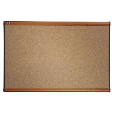 Quartet Prestige Cork Bulletin Board, Cherry Frame, 4'H x 6'W (B247LC)
