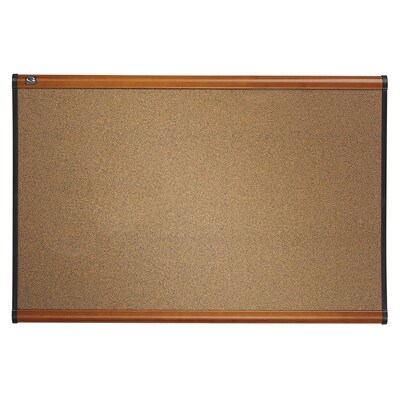 Quartet Prestige Cork Bulletin Board, Cherry Frame, 4'H x 6'W (B247LC)