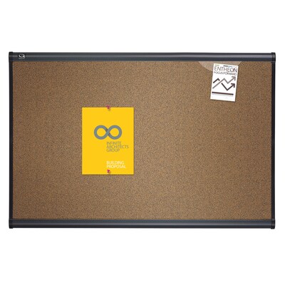 Quartet Prestige Cork Bulletin Board, Graphite Frame, 2H x 3W (QTB243G)