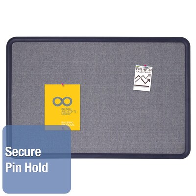 Quartet Contour Fabric Bulletin Board, Navy Frame, 3'H x 4'W (7694BE)