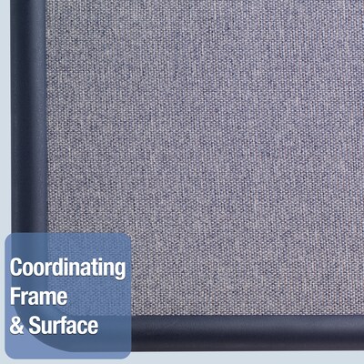 Quartet Contour Fabric Bulletin Board, Navy Frame, 3'H x 4'W (7694BE)
