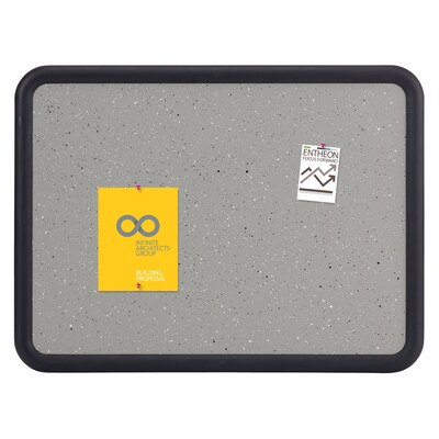 Quartet Contour Granite Bulletin Board, Black Frame, 3'H x 4'W (699375)