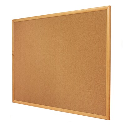 Quartet Classic Cork Bulletin Board, Oak Frame, 3'H x 5'W (305)