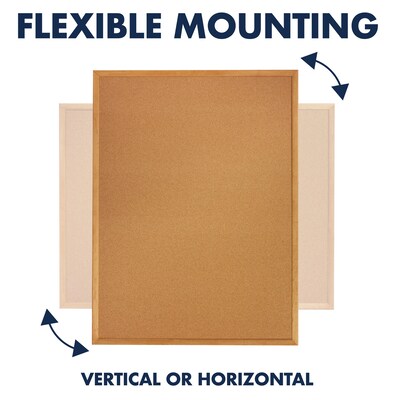 Quartet Classic Cork Bulletin Board, Oak Frame, 3'H x 5'W (305)