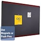 Quartet Prestige Plus Magnetic Fabric Bulletin Board, Mahogany Frame, 3'H x 4'W (MB544M)