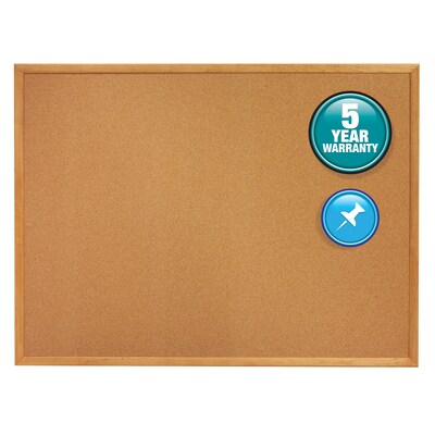 Quartet Classic Cork Bulletin Board, Oak Frame, 4H x 8W (308)