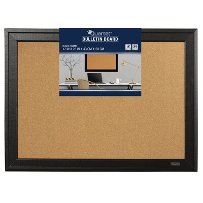 Quartet Cork Bulletin Board, Black Frame, 23'' x 17'' (79281)