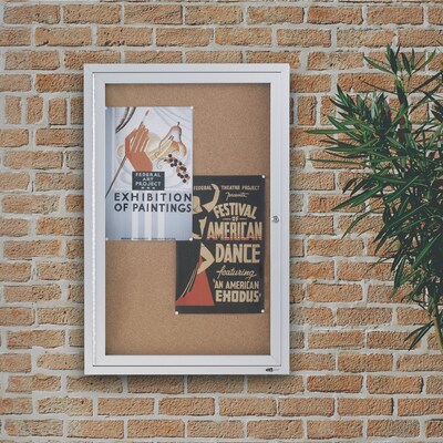 Quartet Cork Enclosed Bulletin Board, Aluminum Frame, 3H x 2W (2363)