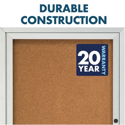 Quartet Cork Enclosed Bulletin Board, Aluminum Frame, 3'H x 2'W (2363)