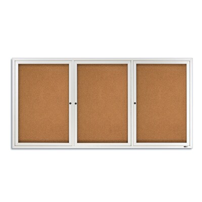 Quartet Cork Enclosed Bulletin Board, Aluminum Frame, 3'H x 6'W (2366)