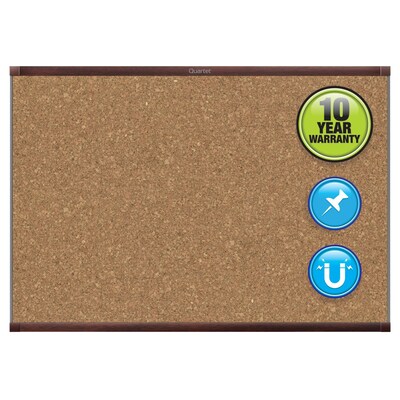 Quartet Prestige 2 Magnetic Cork Bulletin Board, Mahogany Frame, 3H x 4W (MC244MP2)