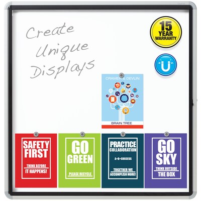 Quartet Magnetic Enclosed Bulletin Board, Aluminum Frame, 38H x 39W (EEHM3938)