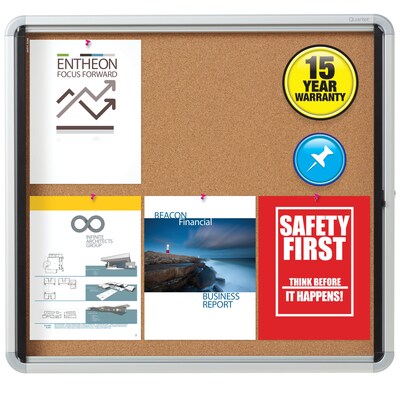 Quartet Cork Enclosed Bulletin Board, Aluminum Frame, 27H x 30W (EIHC2730)