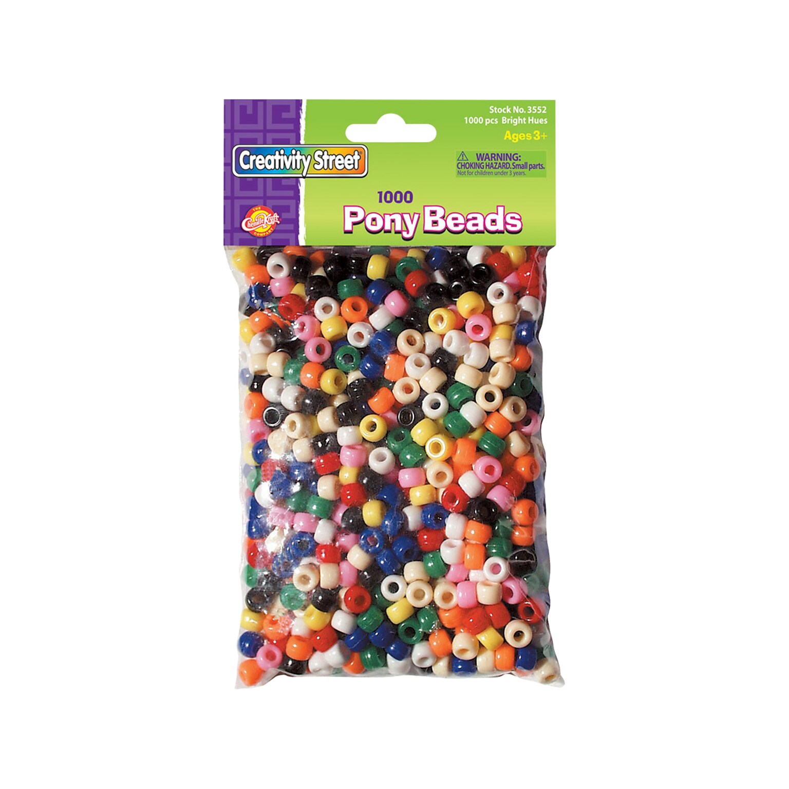 Creativity Street Pony Beads, Assorted Colors, 1000/Pack (3552)