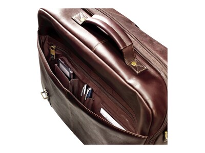Samsonite Flapover Double Gusset Laptop Briefcase, Brown Leather (45798-1139)