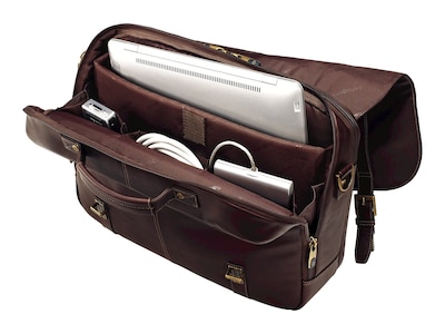 Samsonite Flapover Double Gusset Laptop Briefcase, Brown Leather (45798-1139)