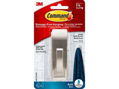 Command Large Metal Hook, 5 lb., Satin Nickel (MR03-SN-BES)