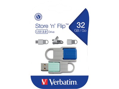 Verbatim Store n Flip 32GB USB 2.0 Flash Drive, 2/Pack (70061)
