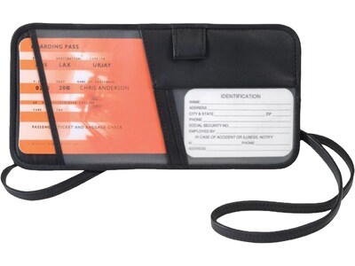 Royce Leather Hanging Passport Holder, Black (226-8)