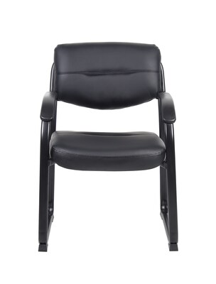 Boss Leather Sled Base Side Chair with Arms, Black (9519)
