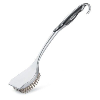 Libman Long Handle 13 Stainless Steel Grill Brush with Scraper, Stainless Steel Fibers, 6/CT (0566)
