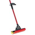 Libman Roller Mop with Scrub Brush, Steel Handle, 12W Head, Red & Black, 4/Carton (0955)