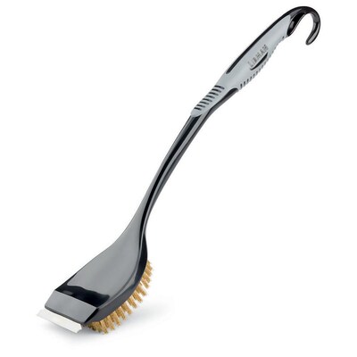 Libman® Long Handle Grill Brush with Scraper, Brass Fibers, 18 Black & Gray (0529)
