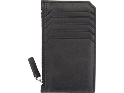 ROYCE Leather Zippered Credit Card Wallet, Black (169-BLACK-5S)