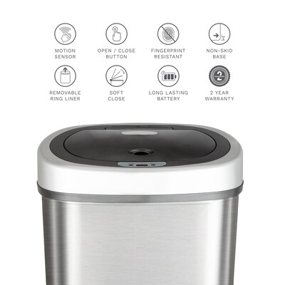 Nine Stars Stainless Steel Motion Sensor Trash Can, 13.2 Gallon (DZT-50-9)