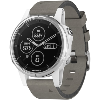 Garmin Fenix 5S Plus Smartwatch, Sapphire/White with Gray Suede Band (010-01987-04)
