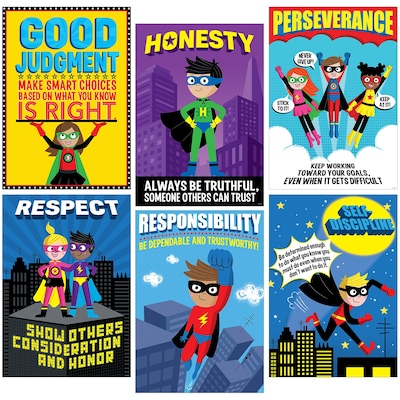 Creative Teaching Press® Superhero Character Ed Inspire U Poster Pack, 13.375 x 19, 6 Pack (CTP5649)