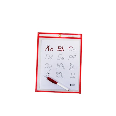 C-Line® Reusable Dry Erase Pocket, Neon Red, 9 x 12, Bundle of 10 (CLI40814)