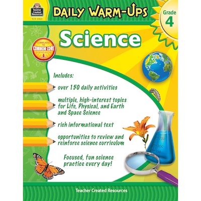Teacher Created Resources Daily Warm-Ups: Science Grade 4 Education Printed Book for Science, Book,
