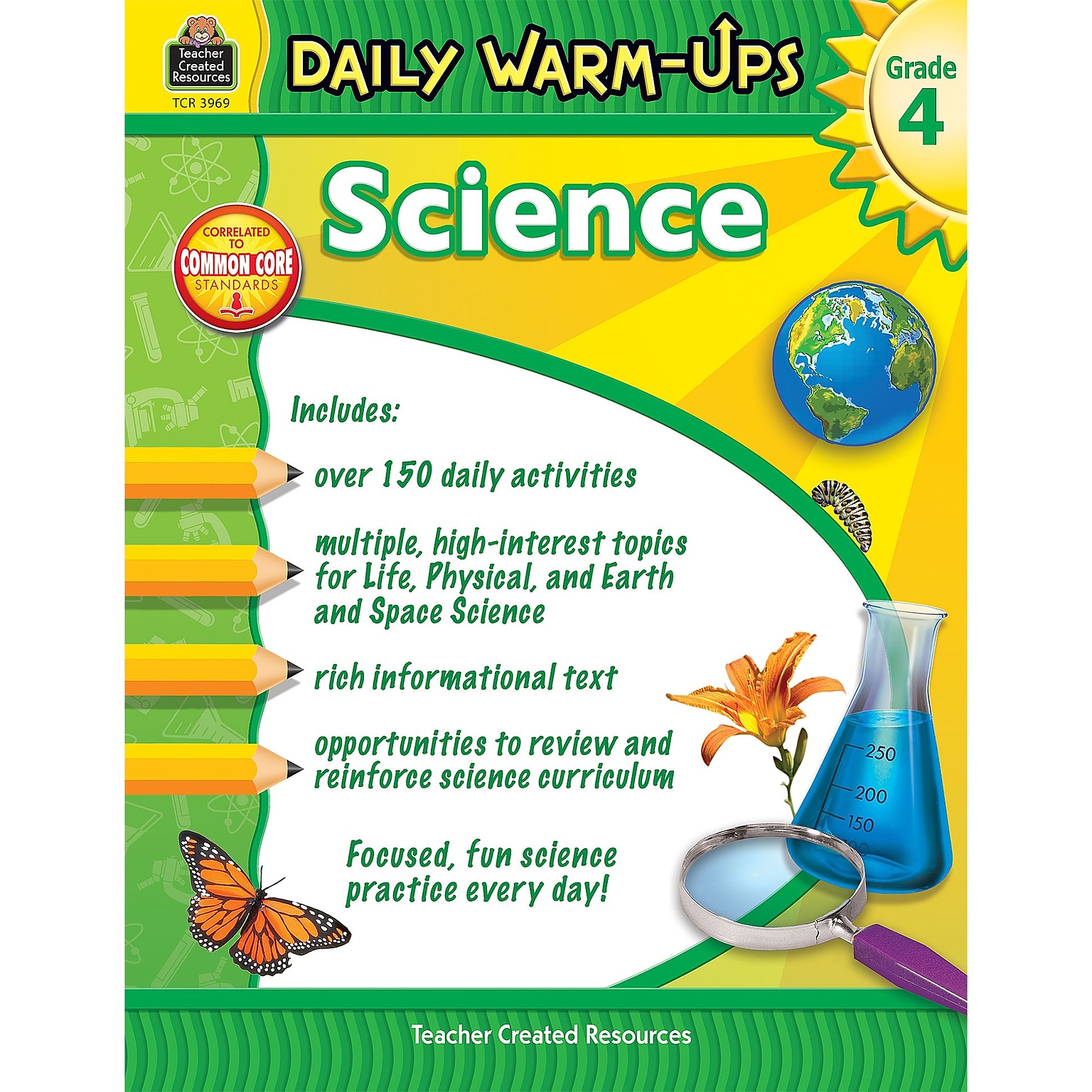 Teacher Created Resources Daily Warm-Ups: Science Grade 4 Education Printed Book for Science, Book, 176 Pages