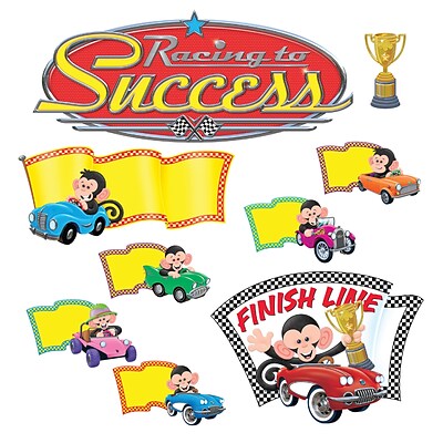 Trend Monkey Mischief® Racing to Success Bulletin Board Set, 27.5 x 18, 45 Pieces (T-8343)