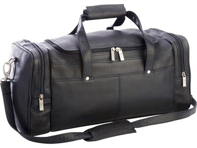 Royce Leather Luxury Overnight Medium Black Weekender Duffel Bag (639-BLACK-VLS)