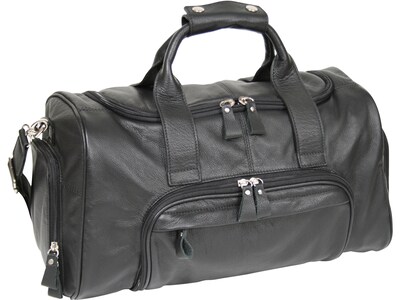 Royce Leather Pebbled Overnight X-Small Black Travel Duffel Bag (630-BLACK-FS)