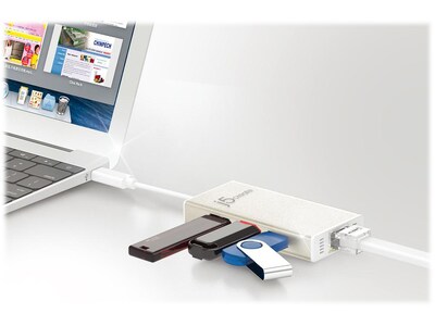 j5create USB-C to Ethernet (RJ-45)/USB Adapter, M/F, Multicolored (JCH471)