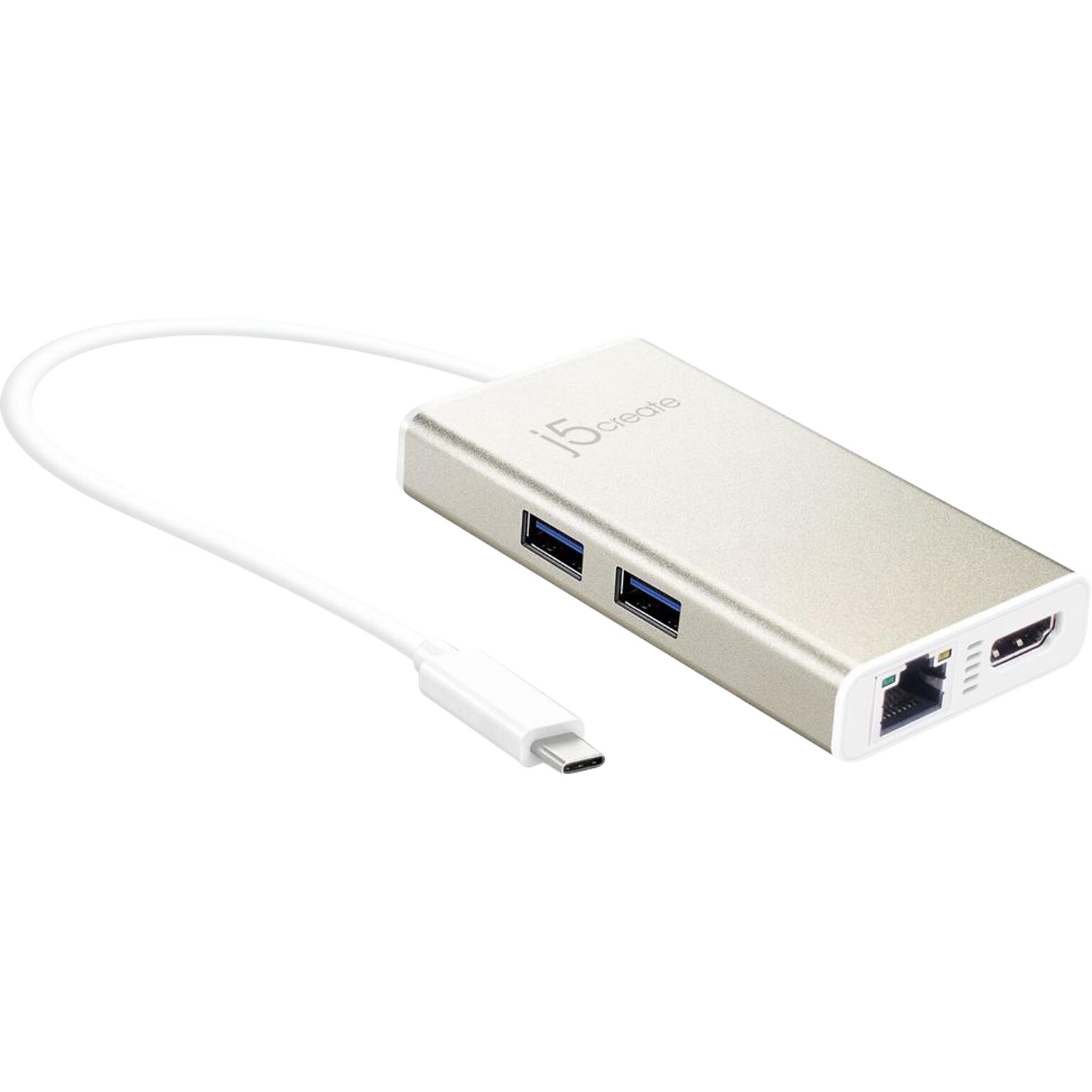 j5create USB-C to HDMI/RJ-45/USB Adapter, Male to Female (JCA374)