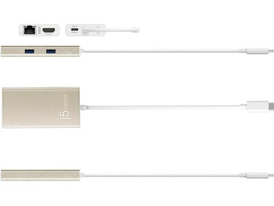 j5create USB-C to HDMI/RJ-45/USB Adapter, Male to Female (JCA374)
