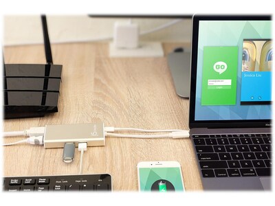 j5create USB-C to HDMI/RJ-45/USB Adapter, Male to Female (JCA374)