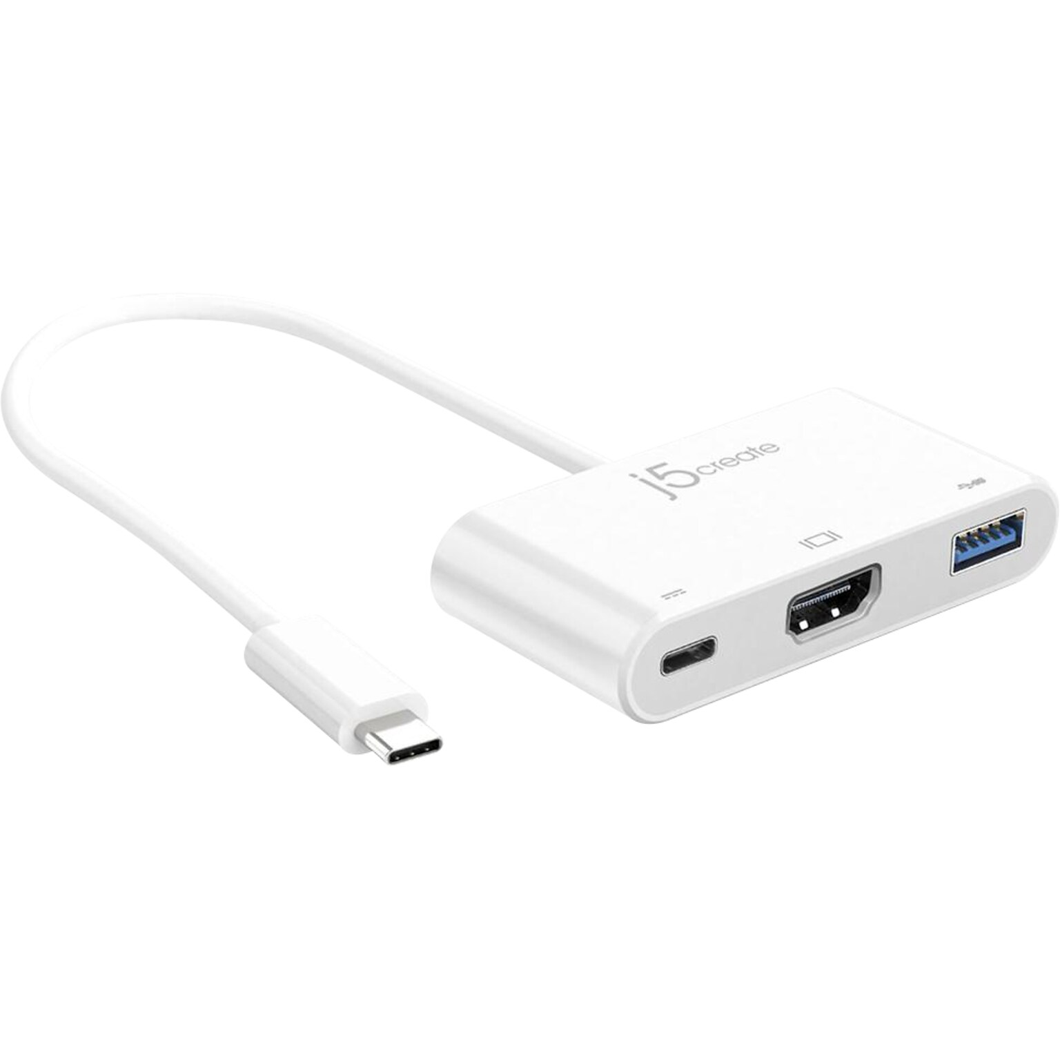 j5create USB-C to HDMI/USB Adapter, M/F, White (JCA379)