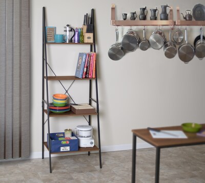 Niche Soho 4 Shelf 72"H Ladder Bookcase, Urban Walnut (NSBC7224UW)