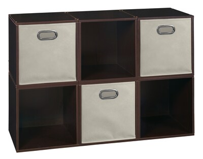 Niche Cubo Storage Set, 6 Cubes and 3 Canvas Bins, Truffle/Natural (PC6PKTF3TOTE)