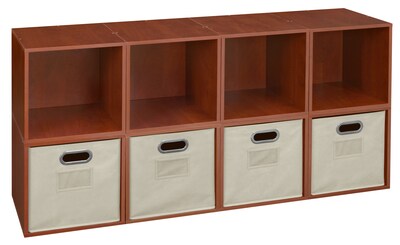 Niche Cubo Storage Set, 8 Cubes and 4 Canvas Bins, Cherry/Natural (PC8PKWC4TOTE)
