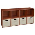 Niche Cubo Storage Set, 8 Cubes and 4 Canvas Bins, Cherry/Natural (PC8PKWC4TOTE)