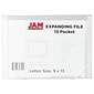 JAM Paper® 13 Pocket Plastic Expanding File, Accordion Folders, Letter Size, 9 x 13, Clear, Sold Individually (2163590)