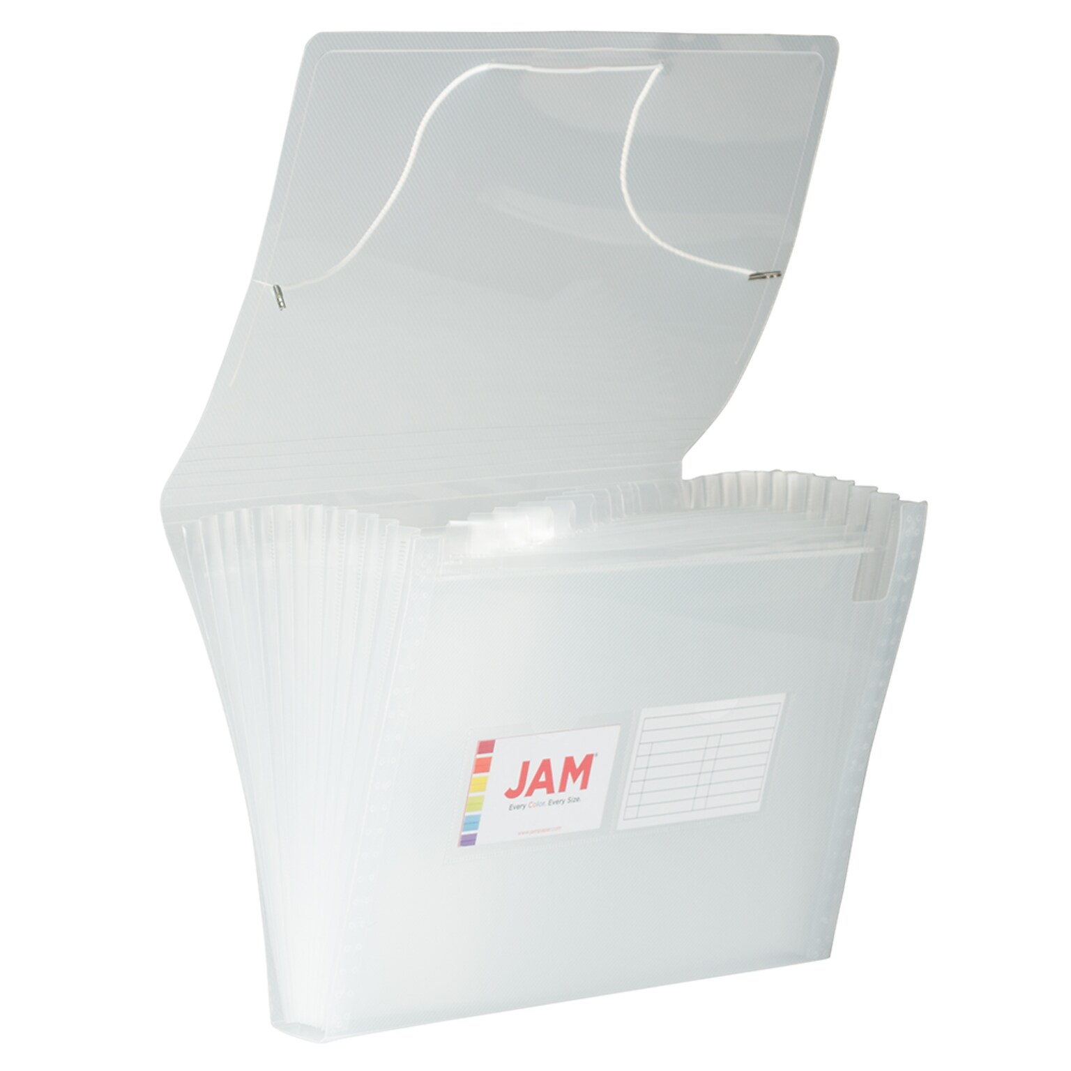 JAM Paper® 13 Pocket Plastic Expanding File, Accordion Folders, Letter Size, 9 x 13, Clear, Sold Individually (2163590)