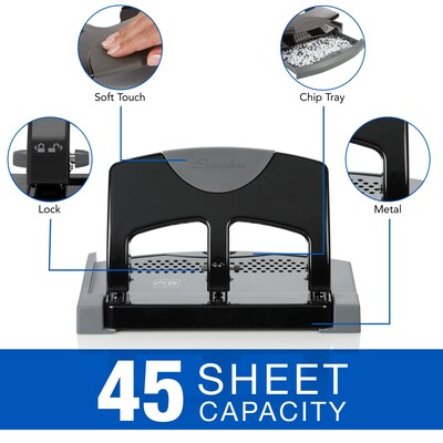 Swingline 3 Hole Punch, Hole Puncher, Smarttouch, 20 Sheet Punch Capacity, Low F